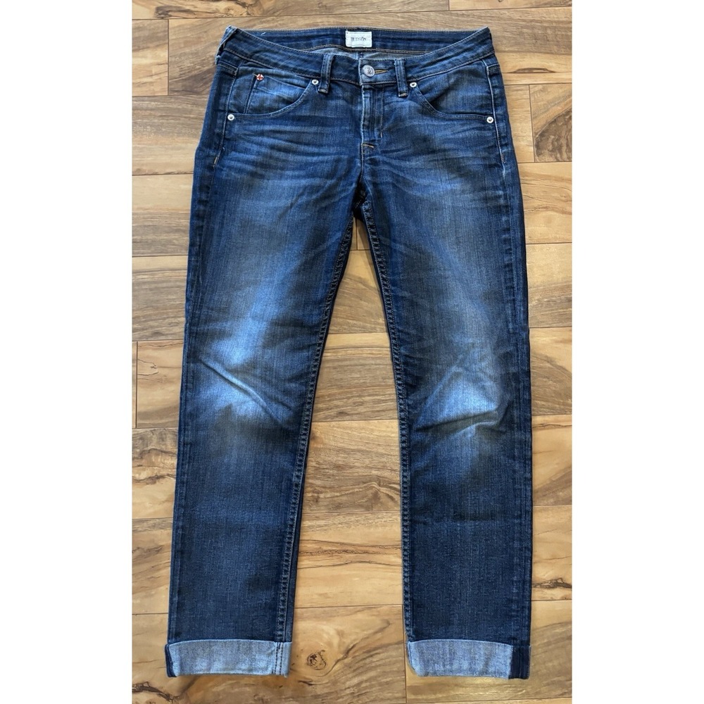 Hudson Jeans Womens 28 Blue Bacara Straight Crop Cuffed  Medium Wash Stretch Blu
